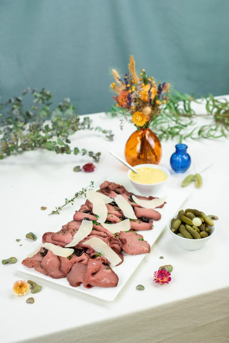 Carpaccio de rôti de bœuf à partager