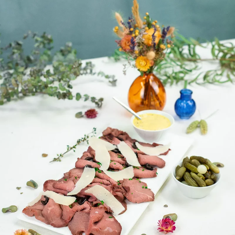 Carpaccio de rôti de bœuf à partager